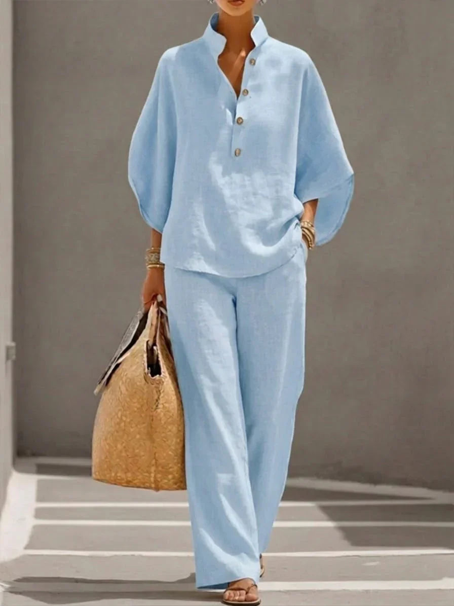 Maribel | Batwing Sleeve Top and Wide Leg Pants Set