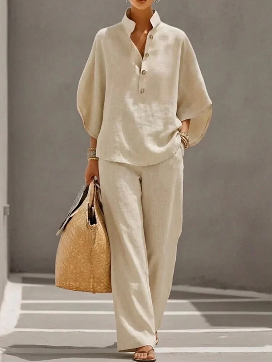 Maribel | Batwing Sleeve Top and Wide Leg Pants Set