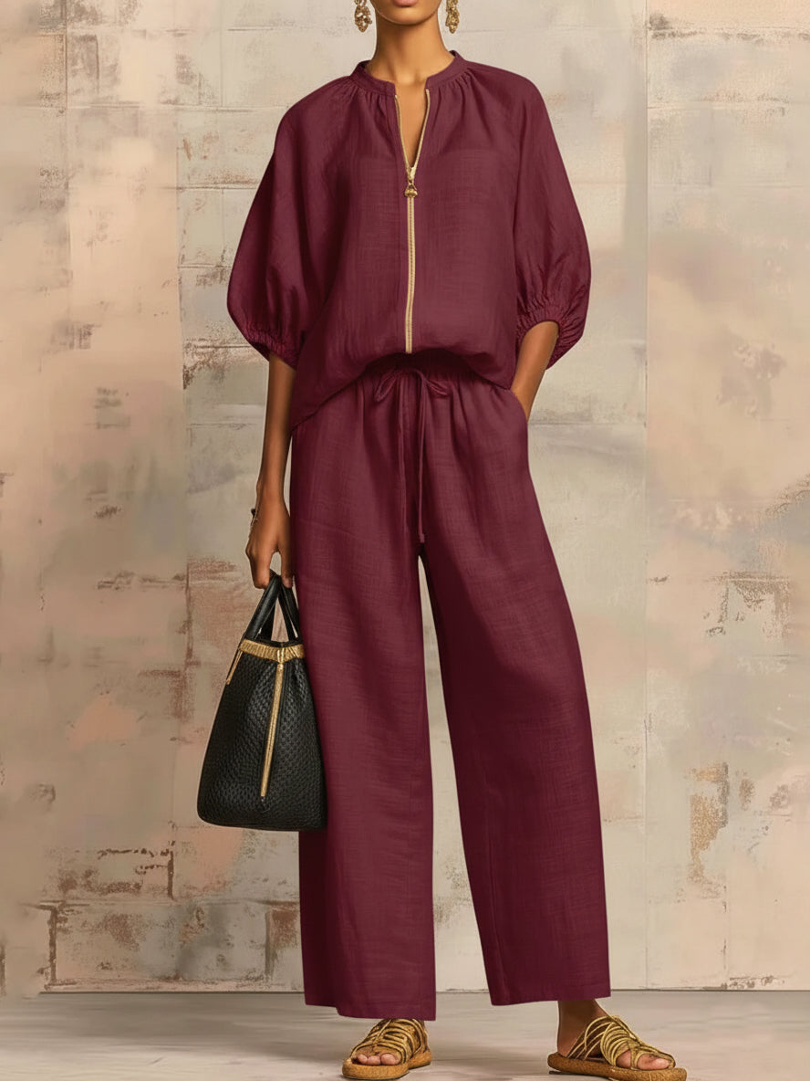 Léonie | Completo Elegante Due Pezzi in Cotone e Lino
