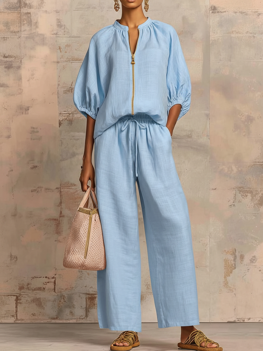 Léonie | Completo Elegante Due Pezzi in Cotone e Lino