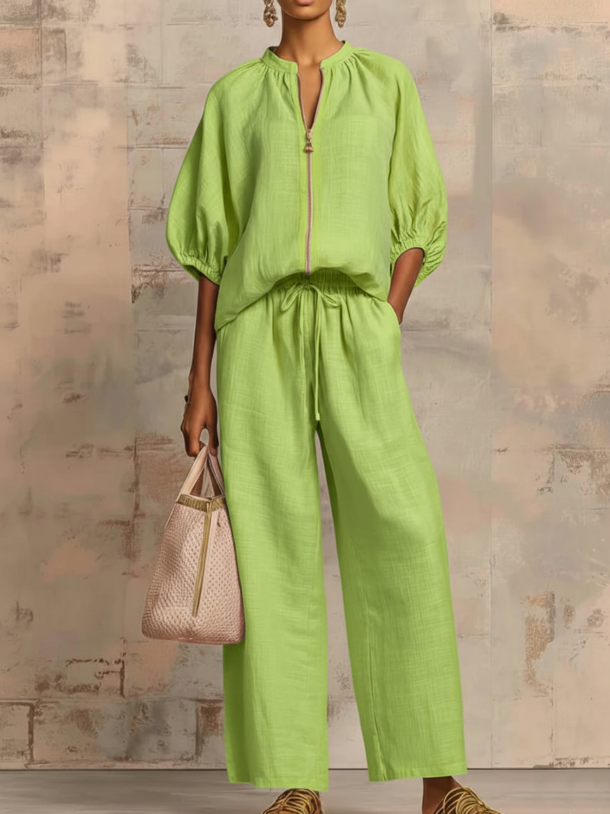 Léonie | Completo Elegante Due Pezzi in Cotone e Lino