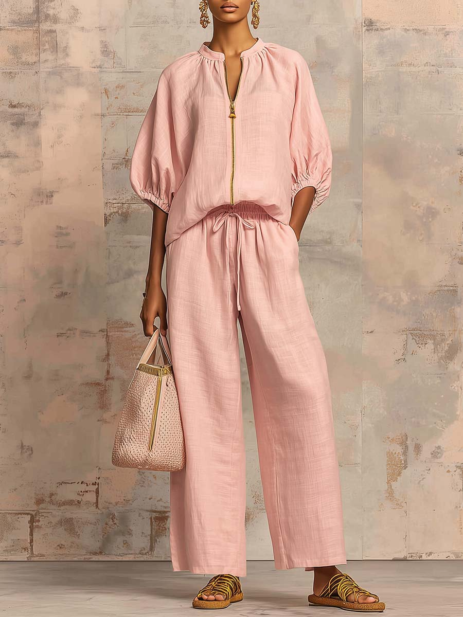Léonie | Completo Elegante Due Pezzi in Cotone e Lino