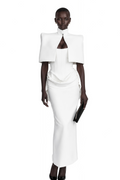 Felice White Structured Cape & Corset Dress Set
