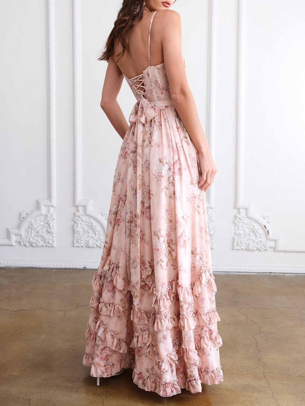 Floral Maxi Dress with Ruffles and Slit