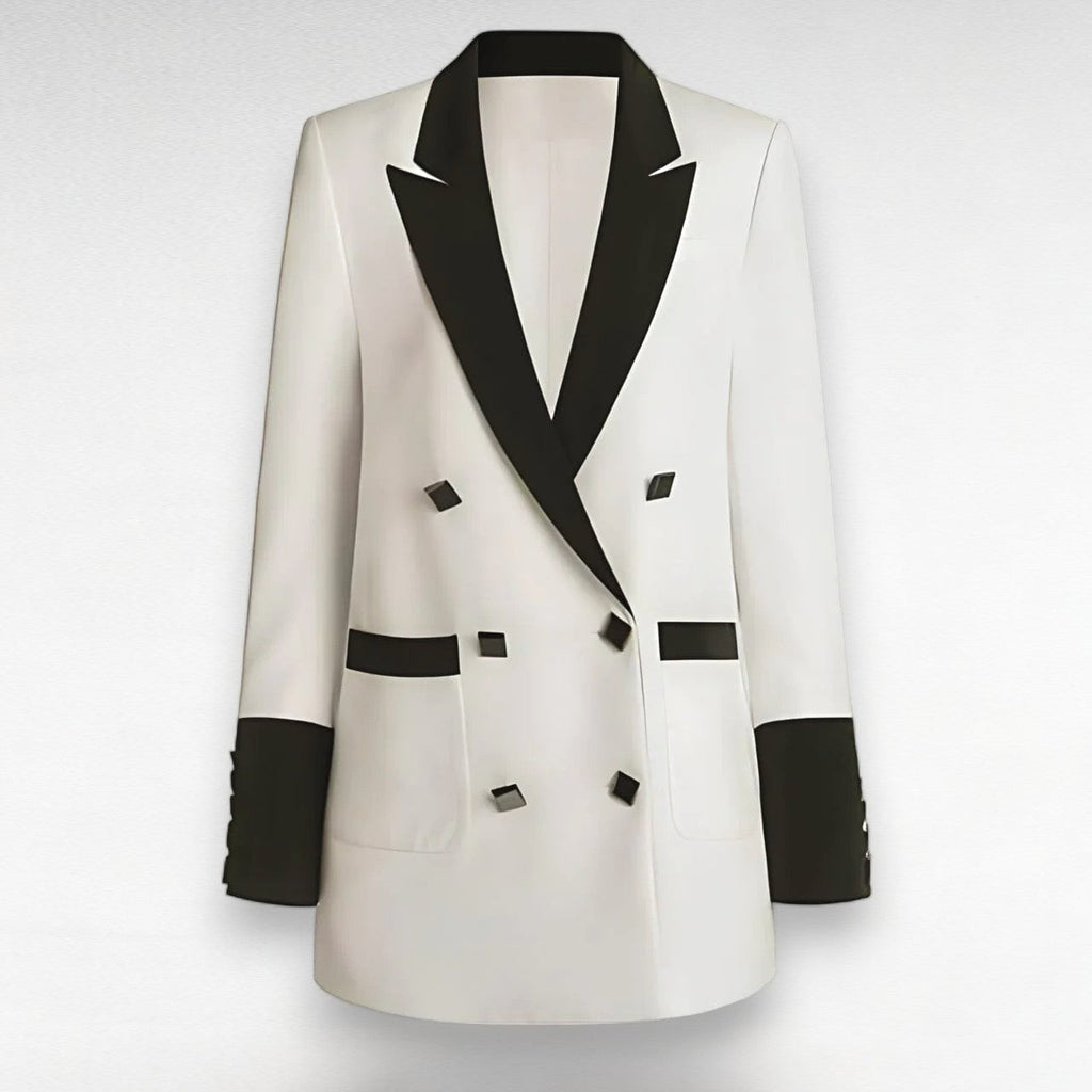 Madame Women's Double - Breasted Blazer - Button, Elegant - Luxe Atire