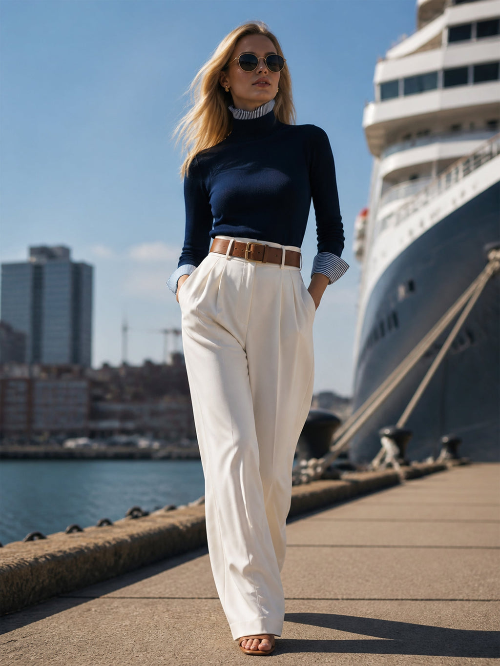Mock‑Neck Faux‑Layer Knit Sweater