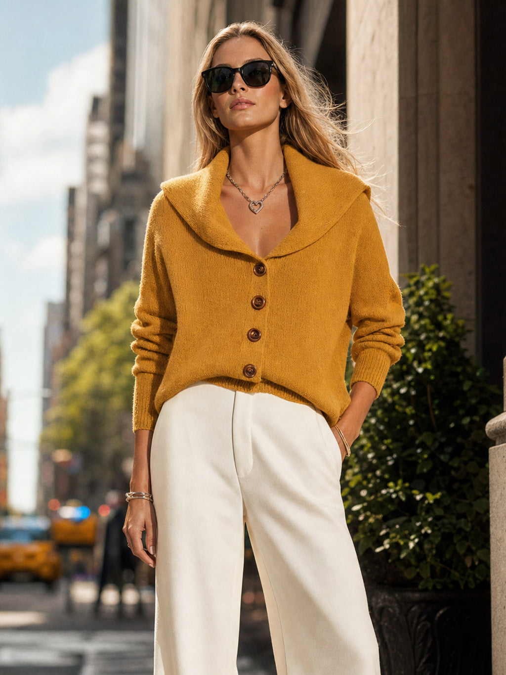 Shawl‑Collar Knit Cardigan Sweater