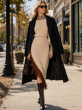 Asymmetric Tassel Hem Knit Midi Dress