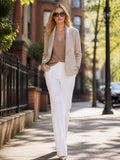 Oatmeal Shawl‑Lapel Knit Blazer Outerwear