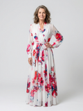 Lillian | Abito Maxi Avvolgente a Maniche Lunghe con Fantasia Floreale