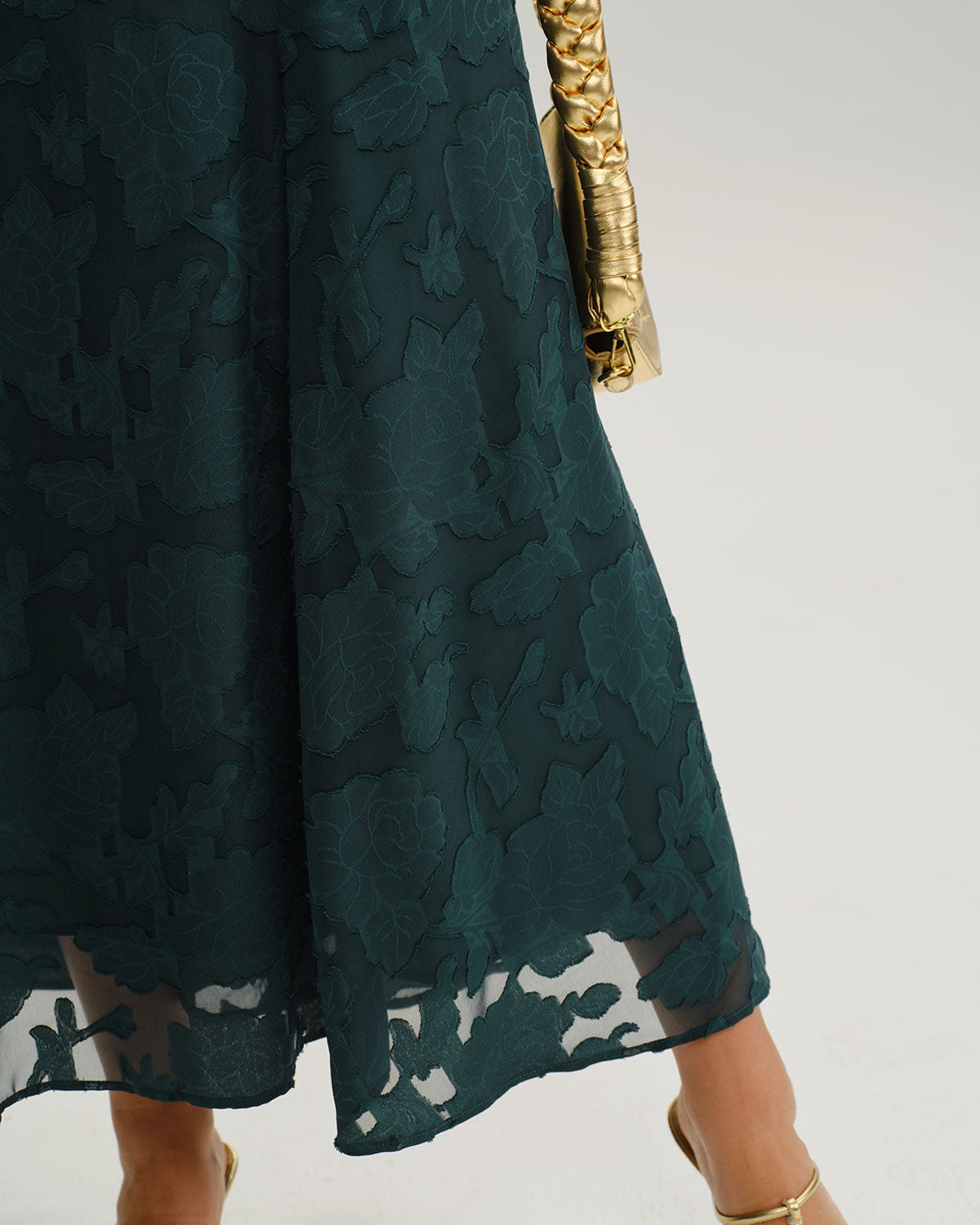 Green Jacquard Maxi Dress A-Line