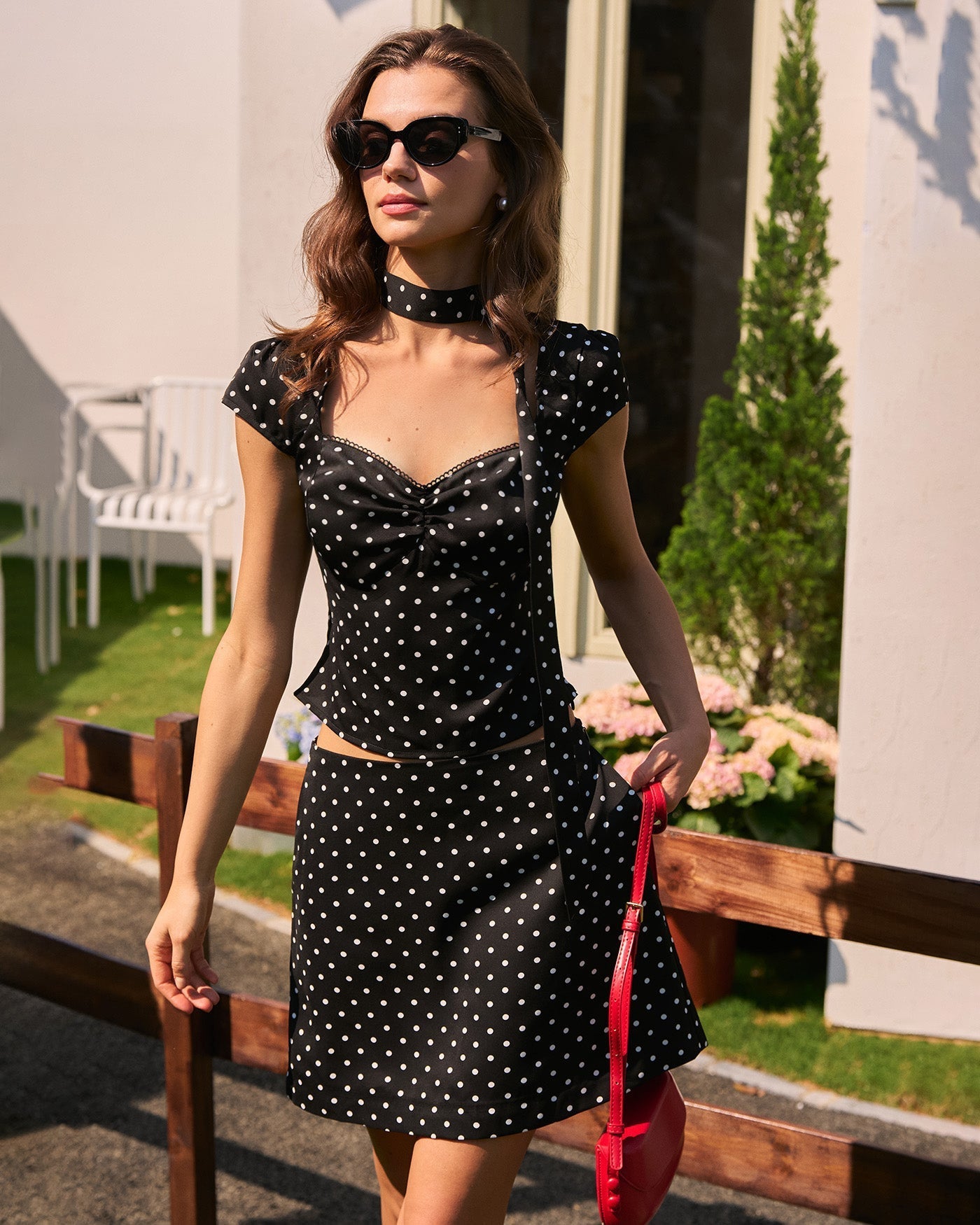 Black Polka Dot Top with Bow